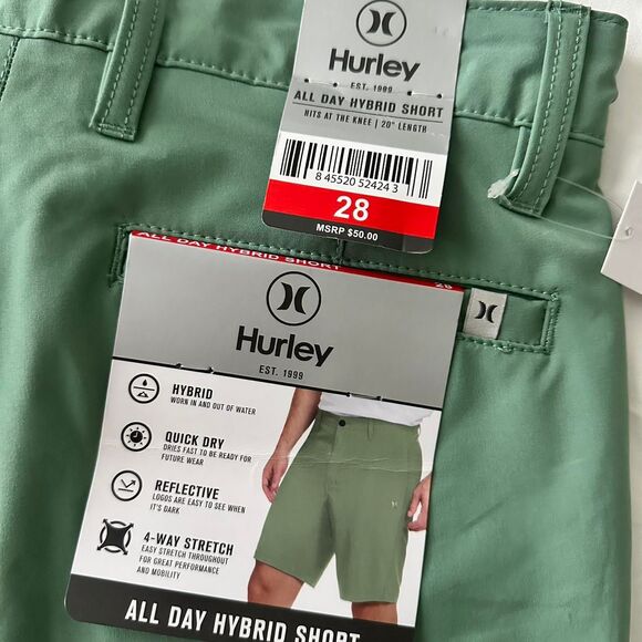 Hurley Green All Day Hybrid Board Shorts Men’s 28 New Surf Swim - Picture 2 of 4